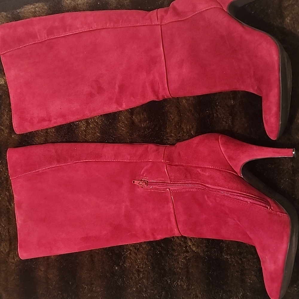 Jessica Simpson Naveens Elegant Red Suede Knee-High Boots